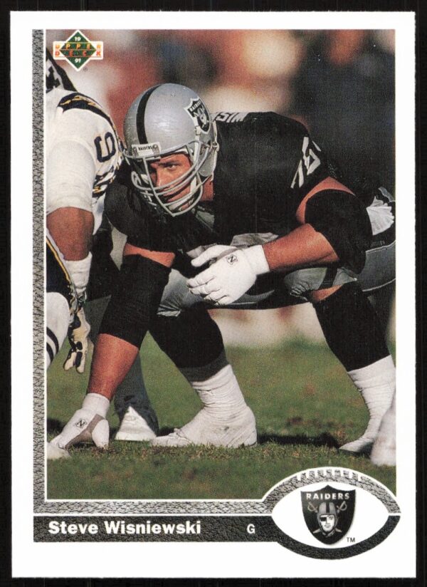 1991 Upper Deck #429 Steve Wisniewski Football Card, Oakland Raiders, Collectible NFL Memorabilia.
