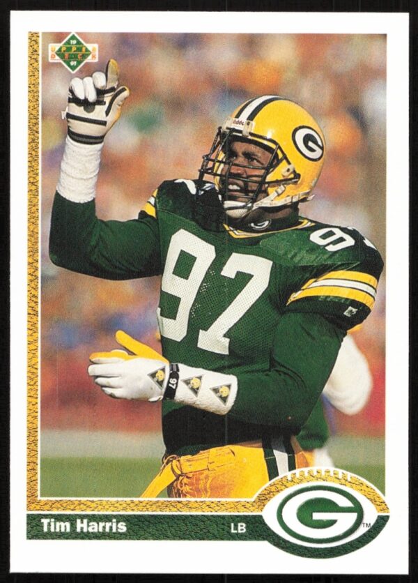 Tim Harris 1991 Upper Deck #138 Football Card Front, NFL Action Shot.