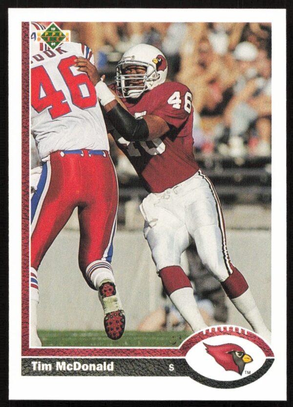 Tim McDonald 1991 Upper Deck Football Card #133 front, depicting him in game action.