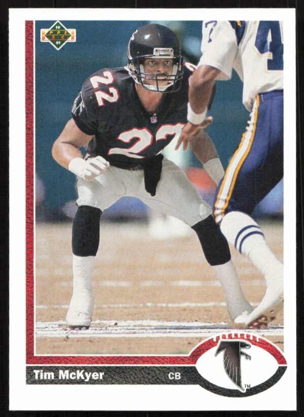 1991 Upper Deck Tim McKyer football card, #580, featuring him in NFL gear.