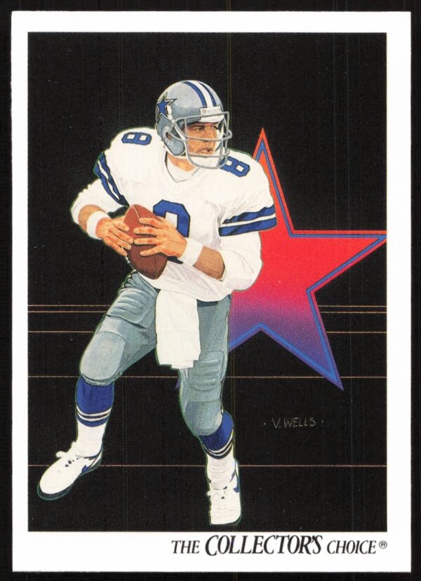 Troy Aikman 1991 Upper Deck #82, Dallas Cowboys quarterback in action.