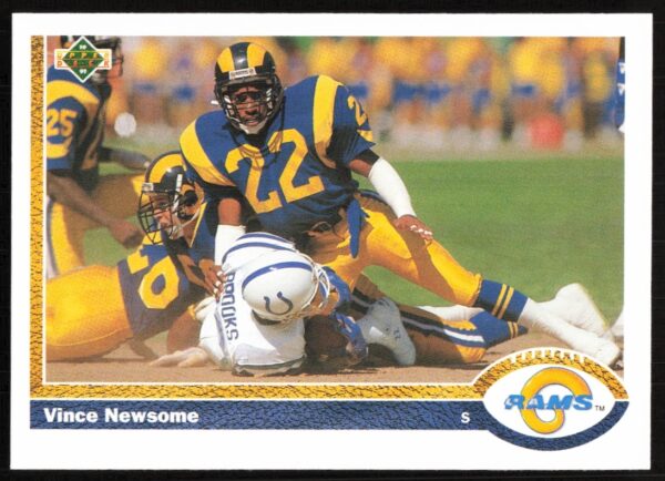 1991 Upper Deck Vince Newsome Rams Football Card #239, iconic NFL collectible.