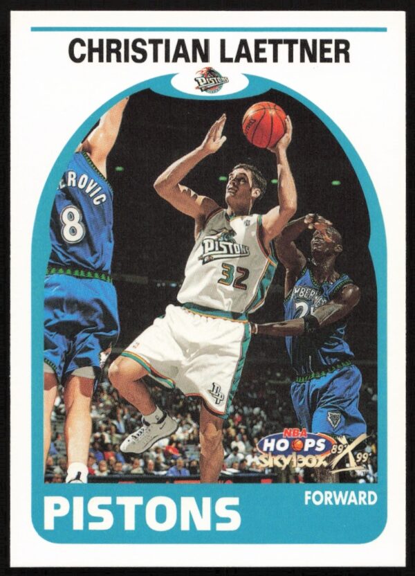 Christian Laettner NBA card front: 1999-00 Skybox Hoops Decade #17, action pose.
