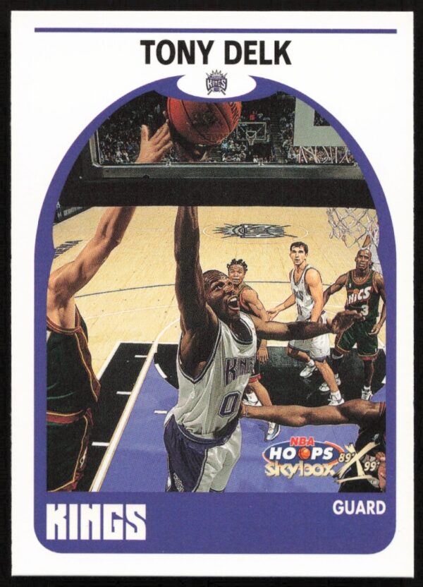 Tony Delk 1999-00 Skybox NBA Hoops Card #135, Dynamic On-Court Action.