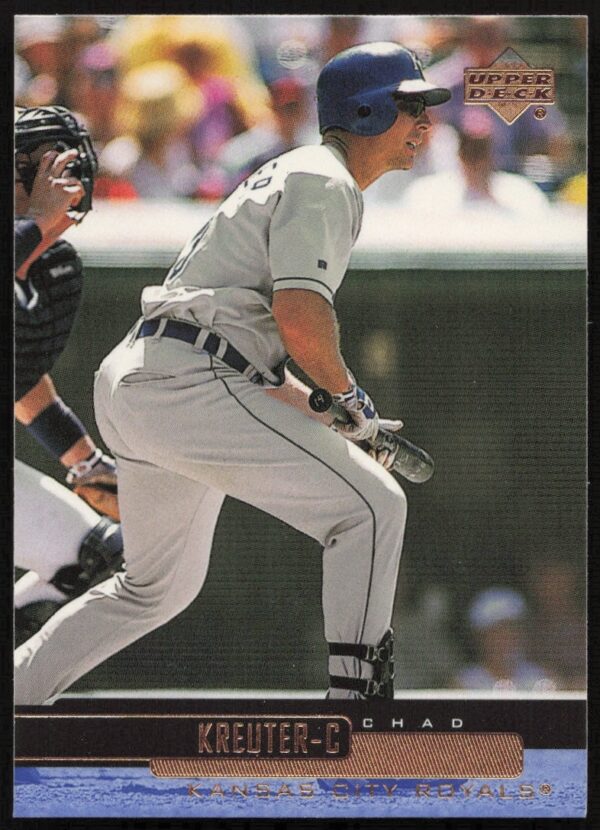 Chad Kreuter 2000 Upper Deck baseball card, #138, front view, catcher in action.