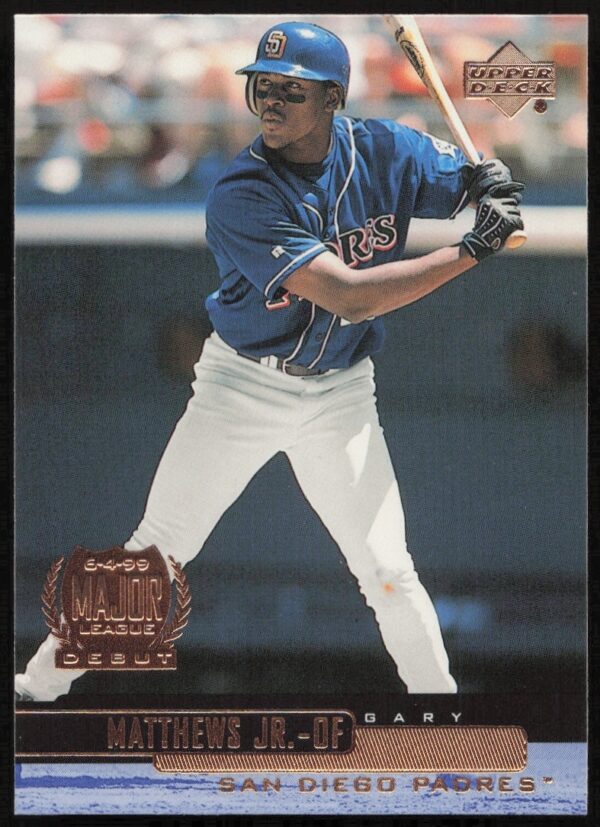Gary Matthews Jr. 2000 Upper Deck baseball card, #217, action pose against blurred field.