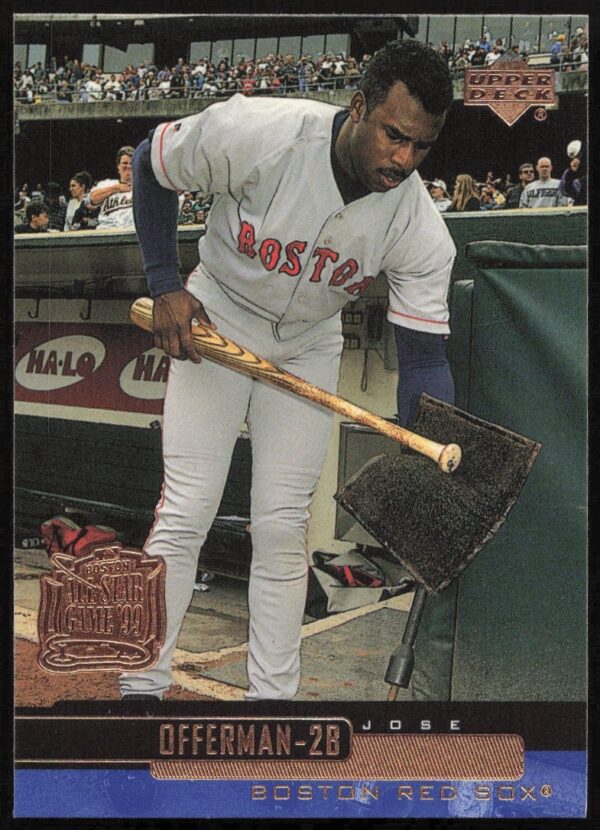 Jose Offerman 2000 Upper Deck card #69, action pose, baseball uniform, mid-swing.