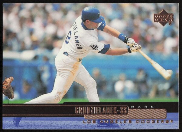 Mark Grudzielanek 2000 Upper Deck Baseball Card #145, featuring action shot (Front).