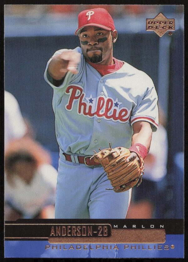 Marlon Anderson 2000 Upper Deck Baseball Card #195, showcasing Anderson in action.