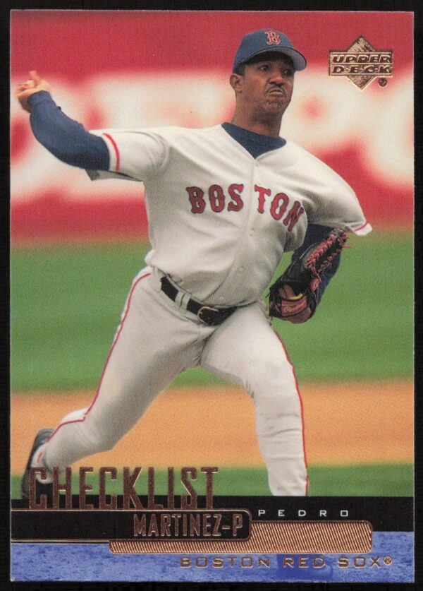 Pedro Martinez 2000 Upper Deck #269 baseball card, showing him pitching for the Red Sox.