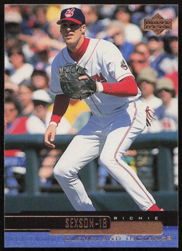 2000 Upper Deck Richie Sexson card #99, Milwaukee Brewers uniform, action shot.