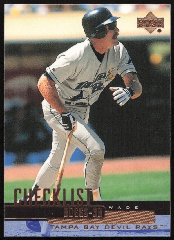 Wade Boggs 2000 Upper Deck card displaying iconic Yankees batting stance.