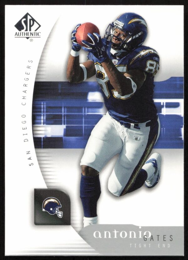 Antonio Gates 2005 Upper Deck SP Authentic Card #72, San Diego Chargers, collectible item.
