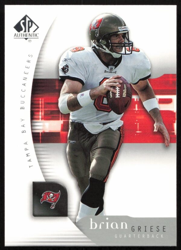 2005 SP Authentic Brian Griese trading card front, featuring action pose and team colors.