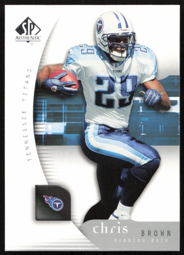 Chris Brown 2005 Upper Deck SP Authentic Card #87 featuring football action image.