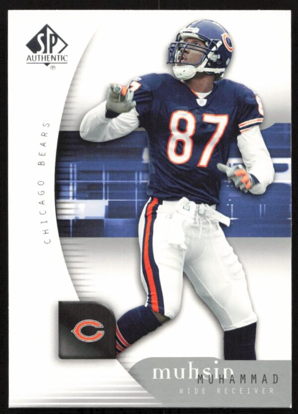 2005 SP Authentic Football Card, Muhsin Muhammad in action, card number 14, front view.