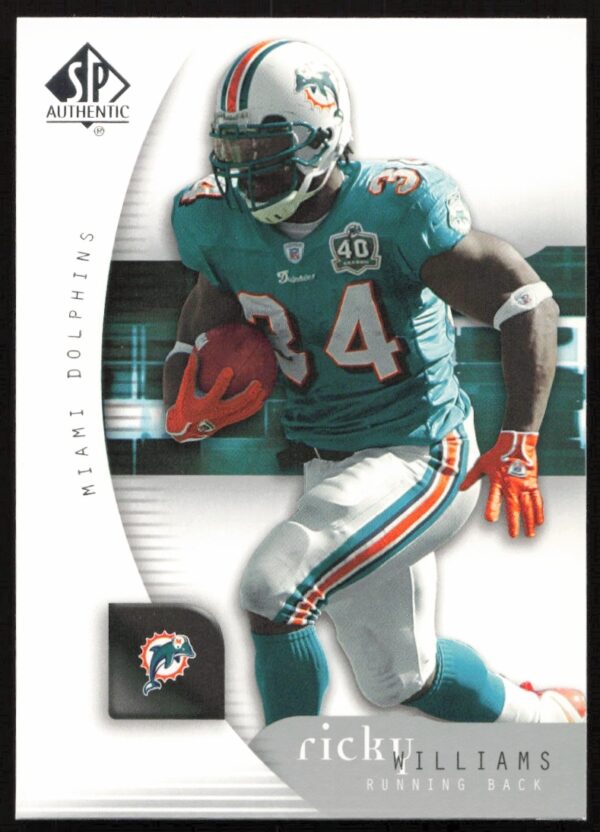 Ricky Williams 2005 SP Authentic Card #47 Front, Miami Dolphins Action Shot