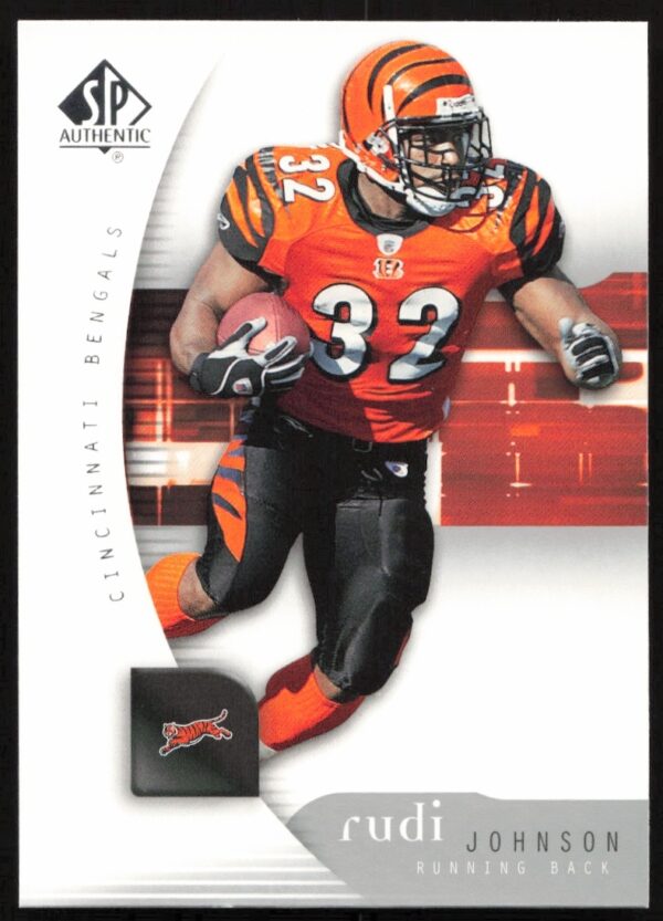 Rudi Johnson Cincinnati Bengals 2005 Upper Deck SP Authentic trading card, #18, action photo.