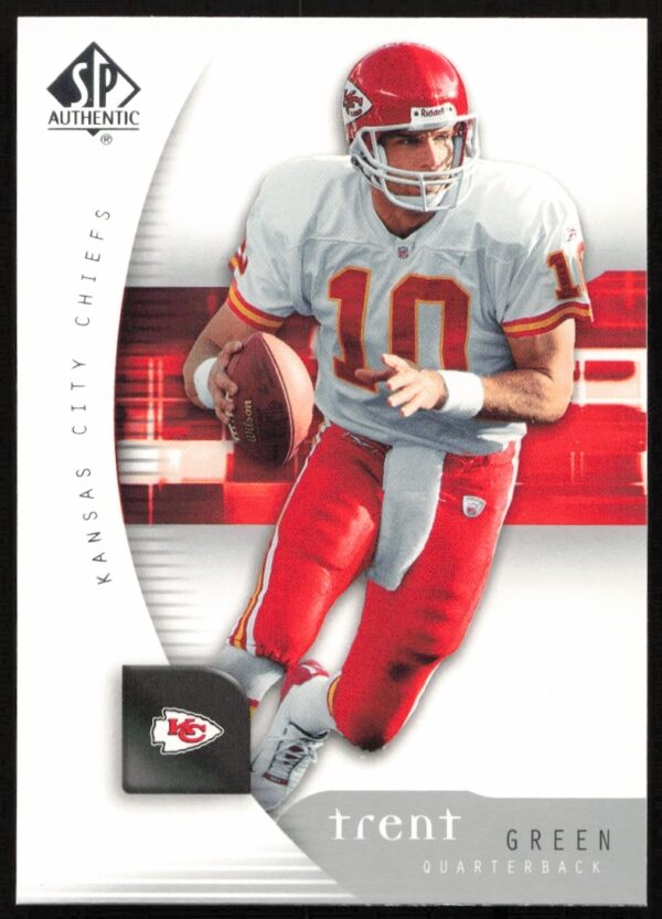 Trent Green 2005 SP Authentic card #44, featuring NFL action shot, front view.