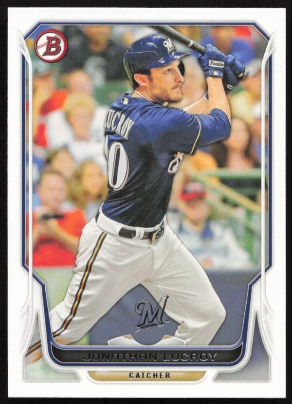 Jonathan Lucroy 2014 Bowman Card #206, Milwaukee Brewers Catcher, MLB Collectible.