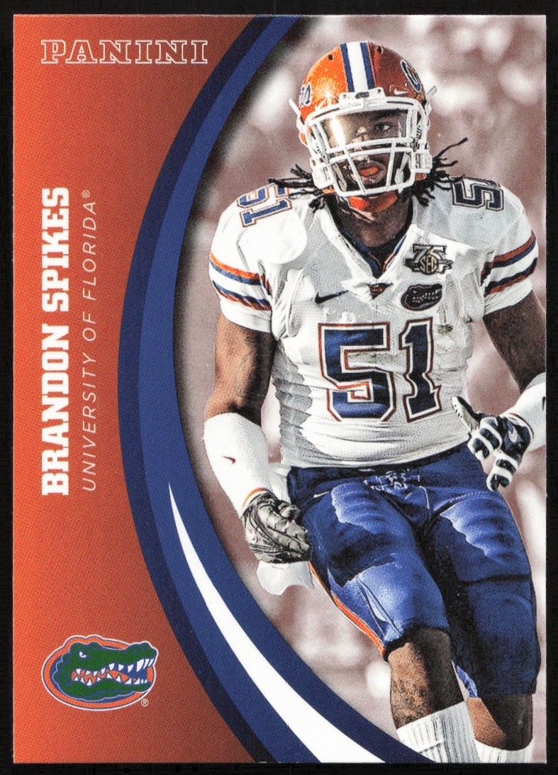 Brandon Spikes 2015 Panini Florida Gators Card #72, showcasing his college football career.