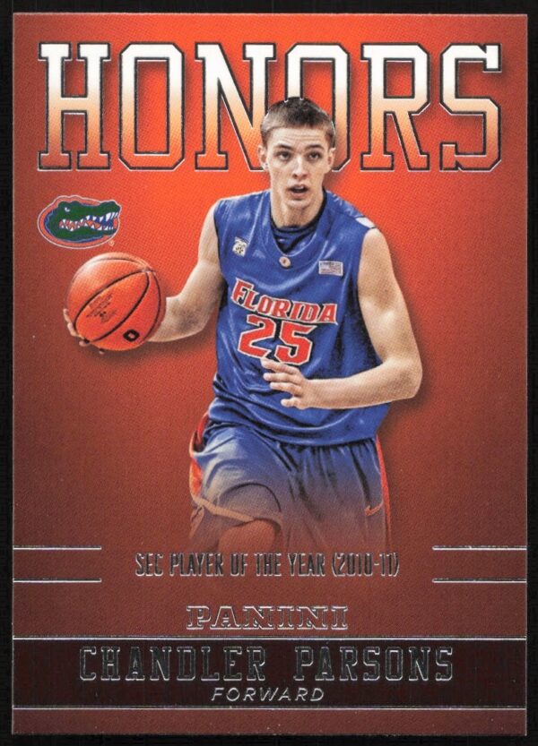 Chandler Parsons 2015 Panini card, Florida Gators jersey, front view, #CP-FL.