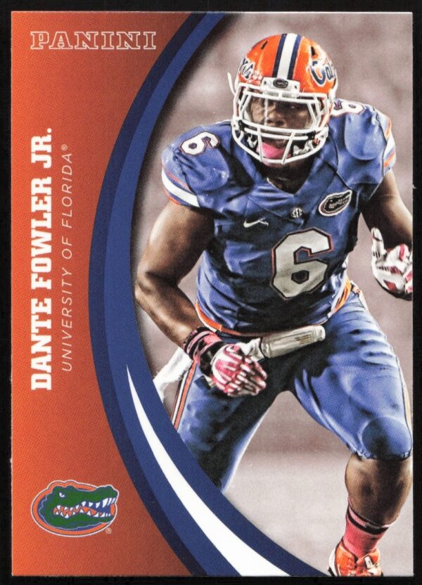 Front view of 2015 Panini card featuring Florida Gators Dante Fowler Jr. #13.