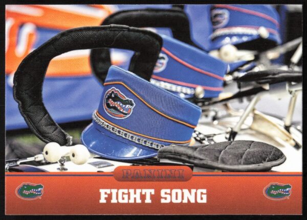 2015 Panini Florida Gators fight song card with vibrant design and tradition.