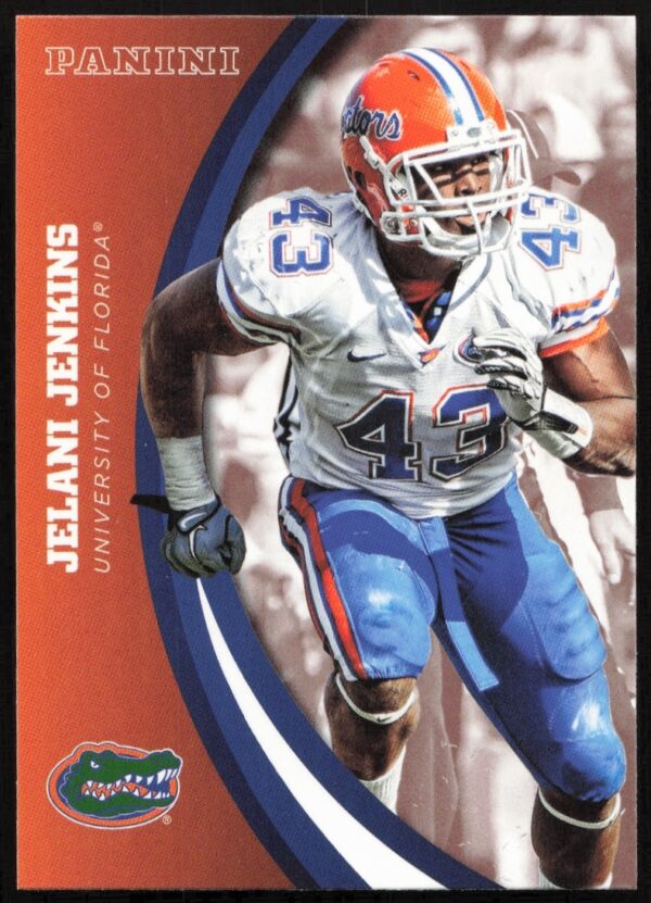 2015 Panini Florida Gators card featuring Jelani Jenkins, number 25, front view.