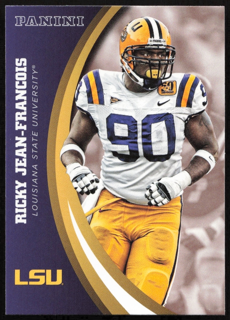 LSU Tigers Ricky Jean-Francois 2015 Panini card, #52, showcasing his football prowess.