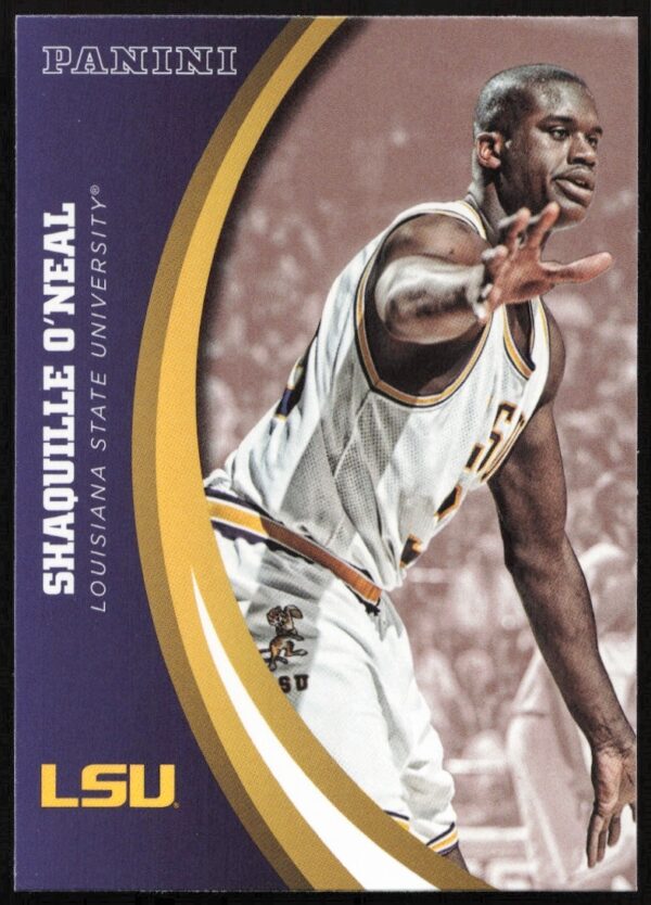 2015 Panini Card of Shaquille ONeal with LSU Tigers, #79, front view.