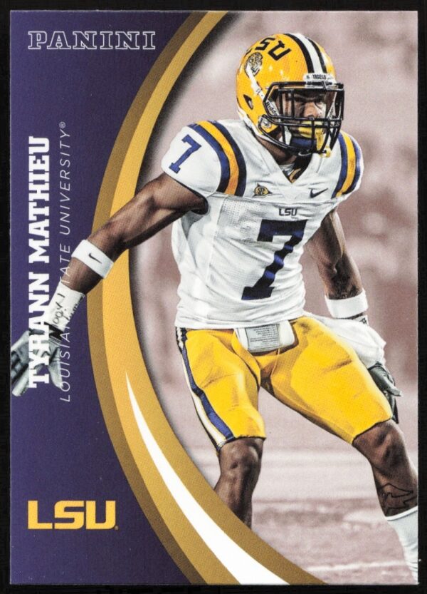 Tyrann Mathieu LSU Tigers 2015 Panini Card #64, showcasing his determined college football spirit.