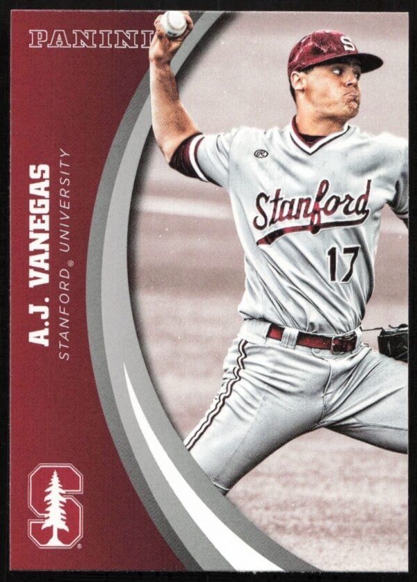 2015 Stanford Baseball Card #48 featuring A.J Vanegas in team uniform by Panini.