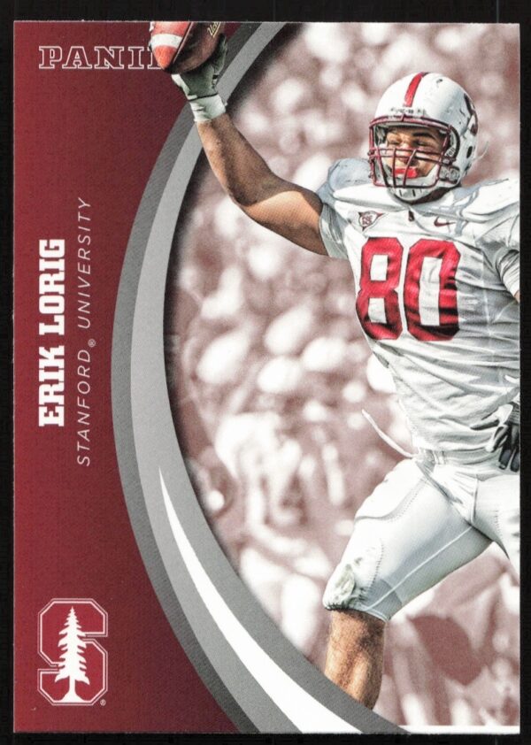2015 Panini Erik Lorig Stanford football card #16, showcasing his athletic career.