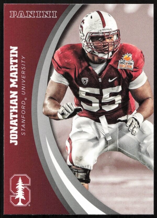 Stanford Football Trading Card: Jonathan Martin 2015 Panini #25 Front View.