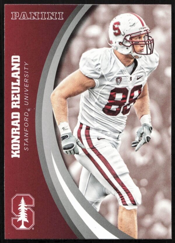 Konrad Reuland 2015 Stanford Football Card #29 showcasing action pose and Stanford uniform.