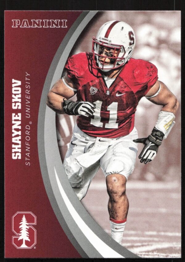 Stanford Football Card: Shayne Skov in 2015 Panini #37, showcasing him in Cardinal gear.