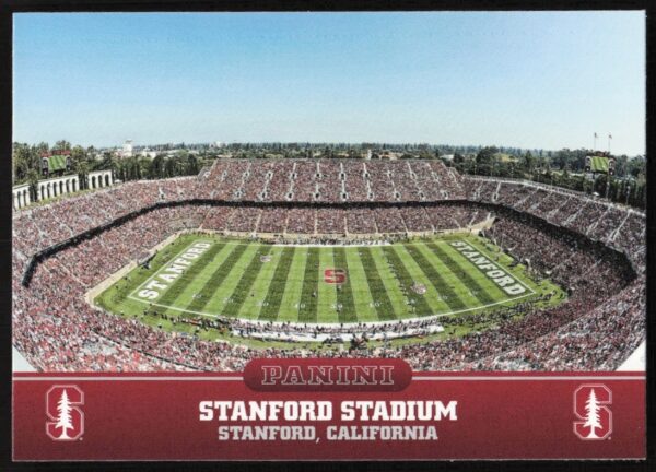 Stanford Stadium 2015 Panini Card #8: Iconic front view with lush surroundings.