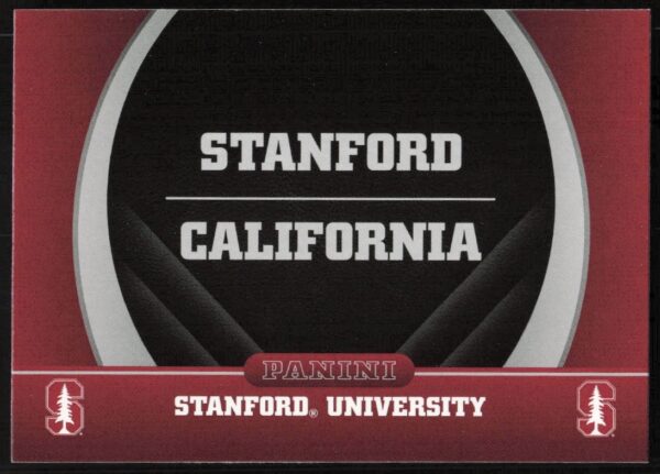 Front of 2015 Panini Stanford card #2 featuring iconic emblem and colors.