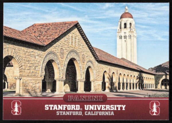 Stanford University 2015 Panini Card #4 Front View, featuring vibrant campus architecture.