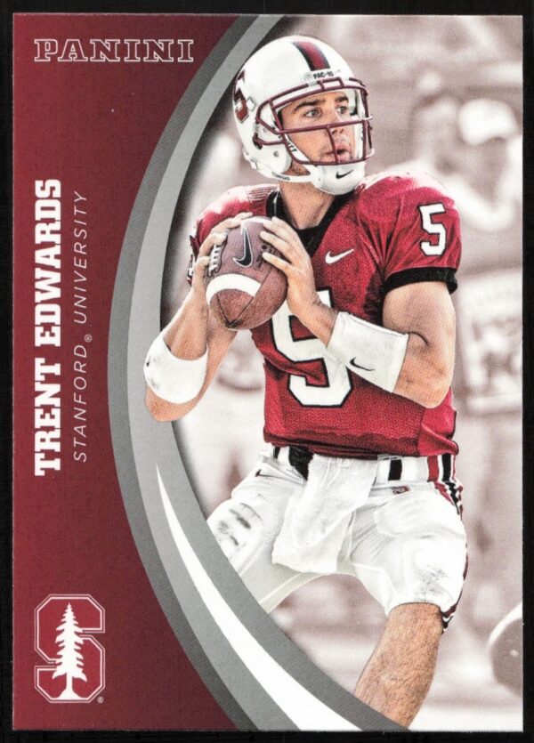 Front view of 2015 Panini Stanford Football Card, featuring Trent Edwards, number 42.
