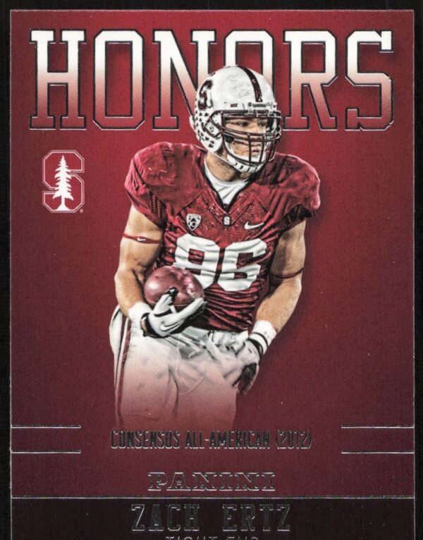 Zach Ertz 2015 Stanford Football Card, Panini Honors Edition, in College Uniform.