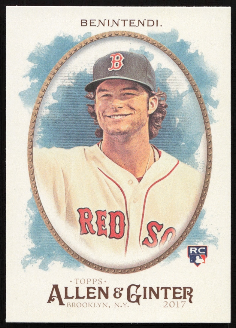 2017 Topps Allen & Ginter card of Andrew Benintendi, featuring classic MLB player portrait.