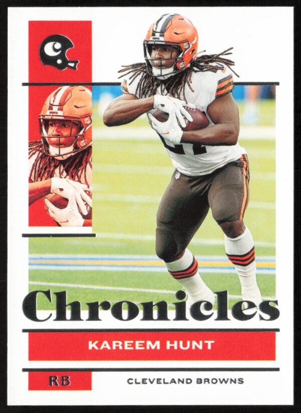Kareem Hunt 2021 Panini Chronicles Card #24 - Cleveland Browns Running Back (Front).