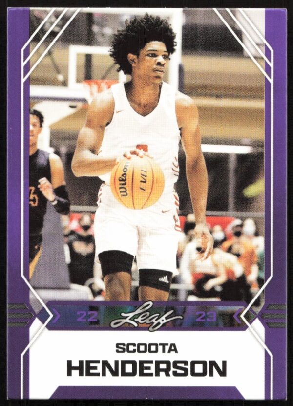 2022-23 Leaf Draft Scoota Henderson Purple Card #B-2 Front View