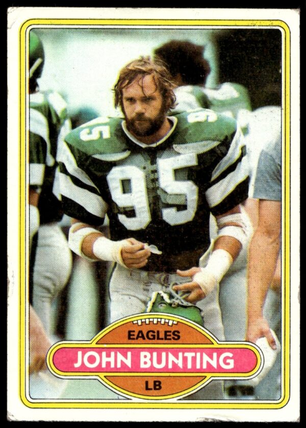 1980 Topps Football Card #251: John Bunting, Philadelphia Eagles linebacker (Front).