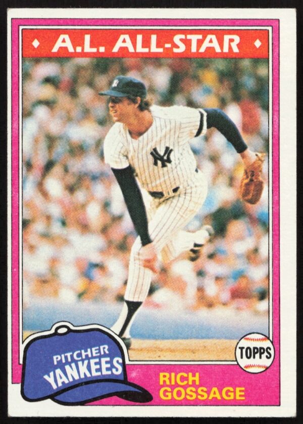 1981 Topps Yankees Rich Gossage #460 baseball card featuring legendary pitcher.