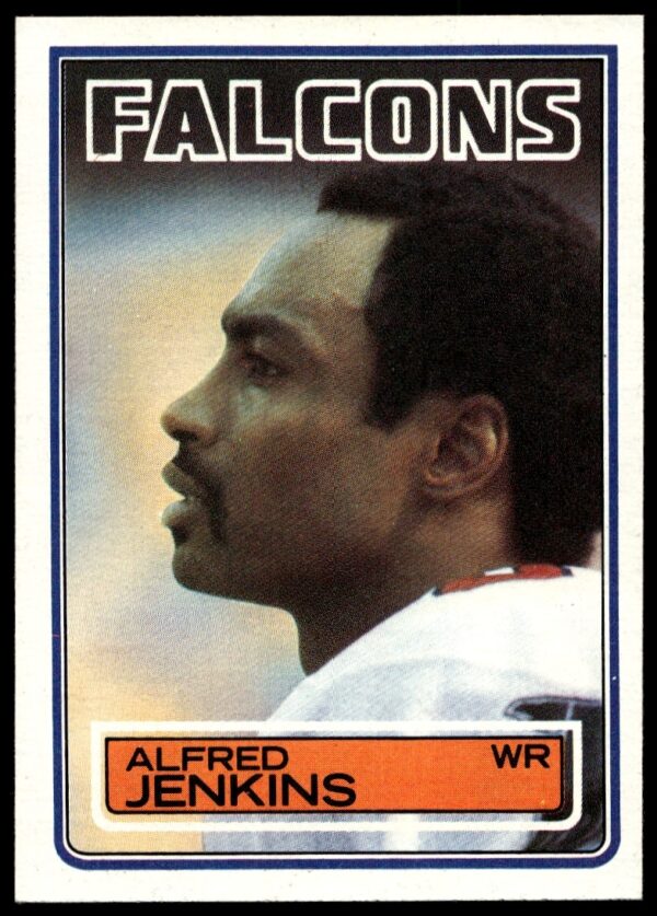1983 Topps Alfred Jenkins Football Card #19, Atlanta Falcons Receiver, Vintage Design.