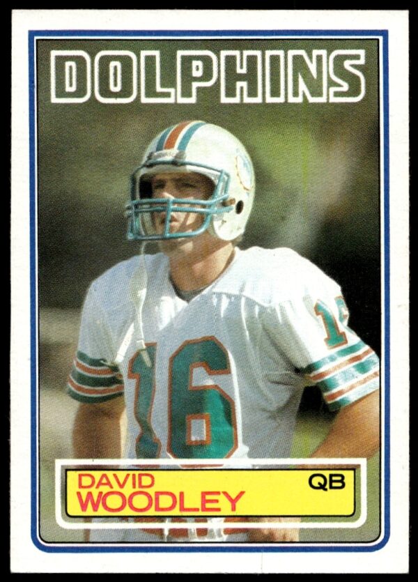David Woodley 1983 Topps Football Card #323 featuring vintage design and NFL history.