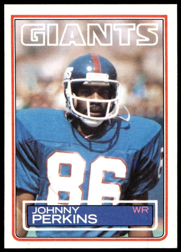 Johnny Perkins 1983 Topps football card, New York Giants, #132, vintage NFL collectible.